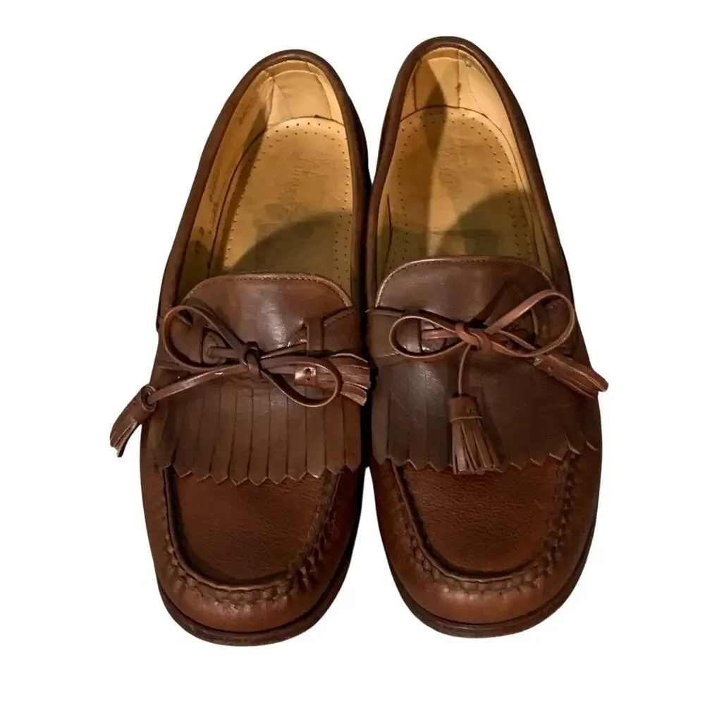 Allen Edmunds Brown Leather Kiltie Loafers Mens 10 D USA
